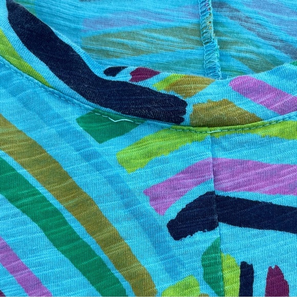 Fresh Produce Blue Multicolor Geometrical Print Cotton Knit Dress w/Pockets - Picture 4 of 10